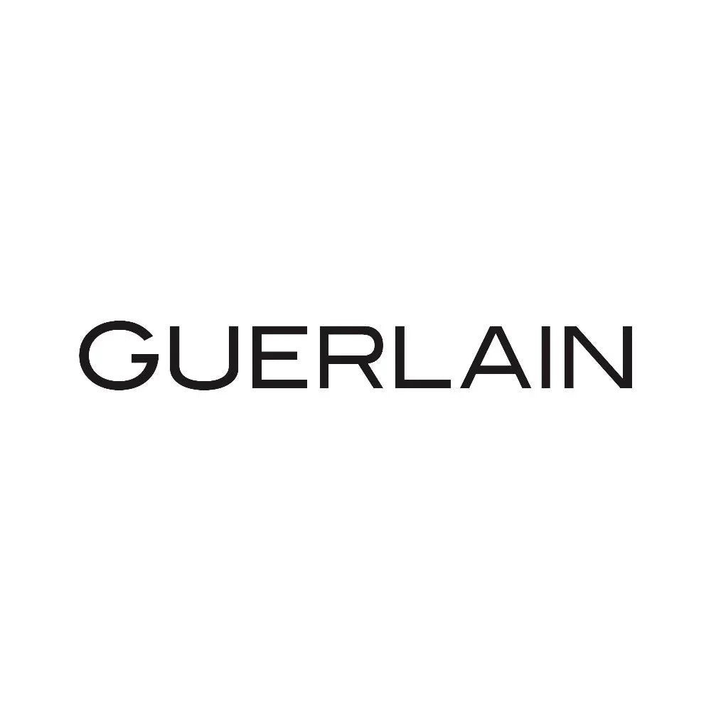 Schwarzes GUERLAIN Logo auf weißem Hintergrund, minimalistisch und elegant