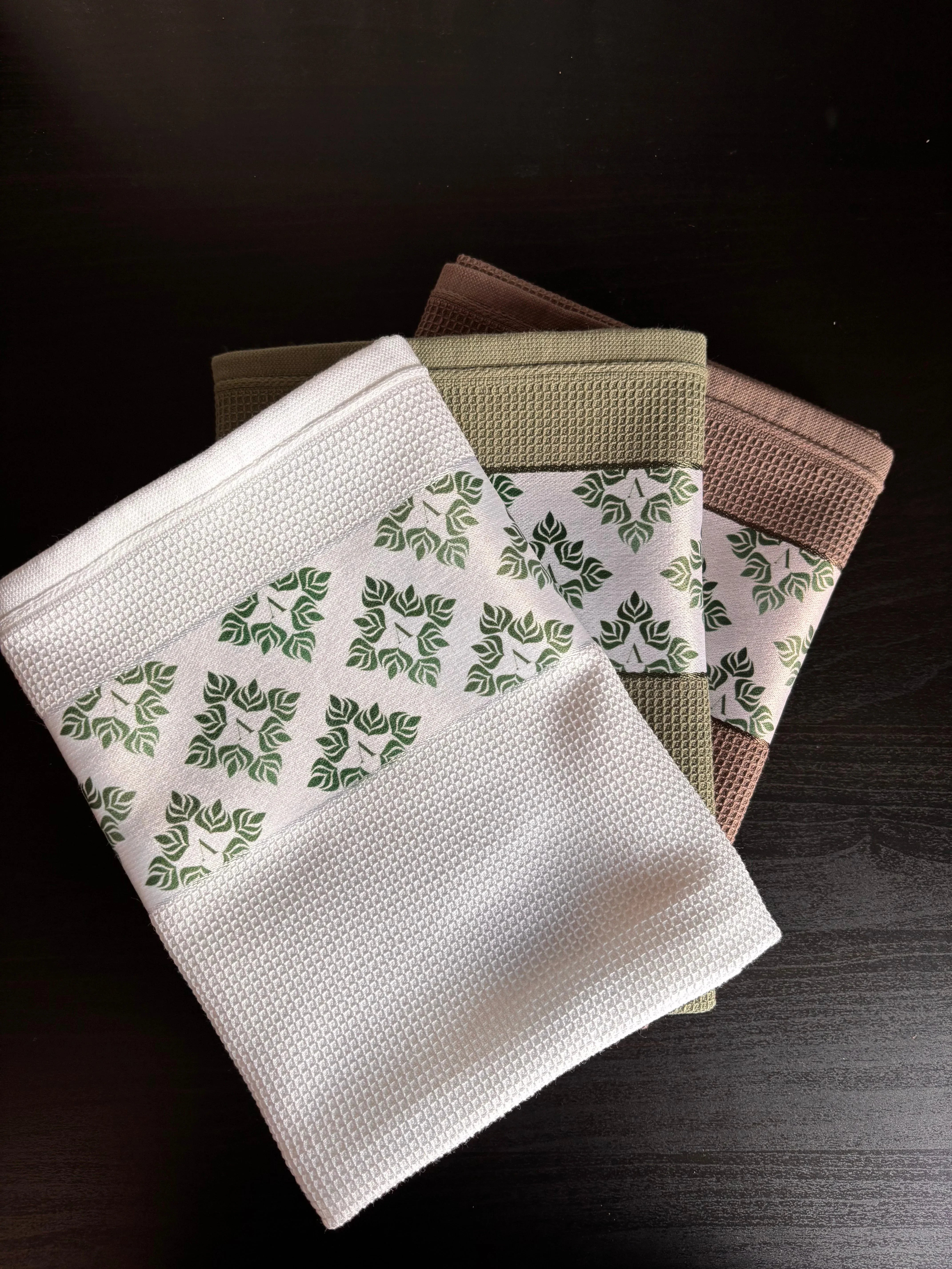 3 Farben Set - Waffel-Küchentücher - 100% Baumwolle - 50x70cm