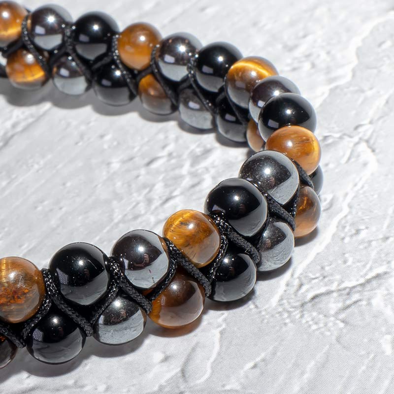 ARMBAND HÄMATIT & TIGERAUGE & ONYX 6MM