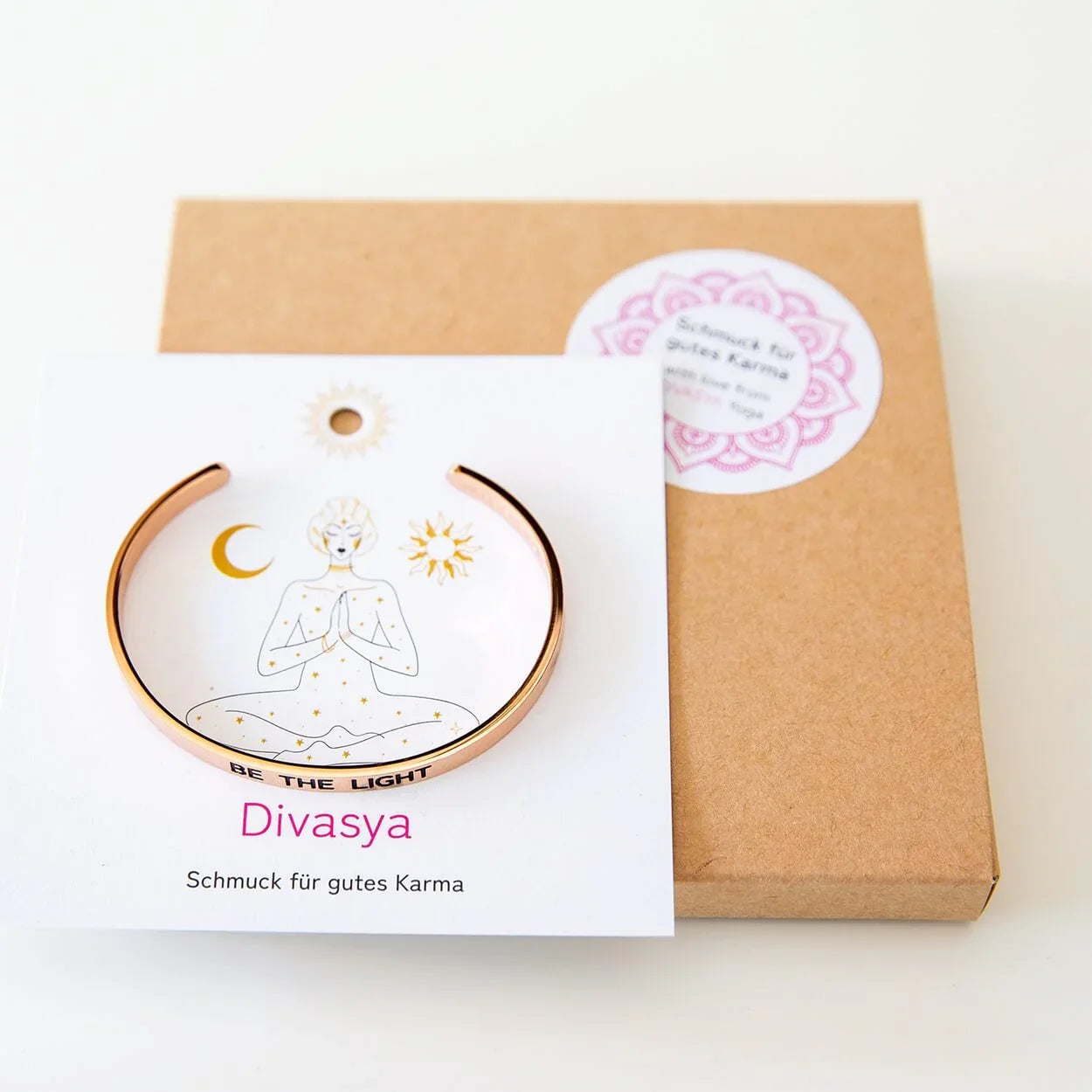 Armreif mit Gravur | rosé vergoldet | Be the light