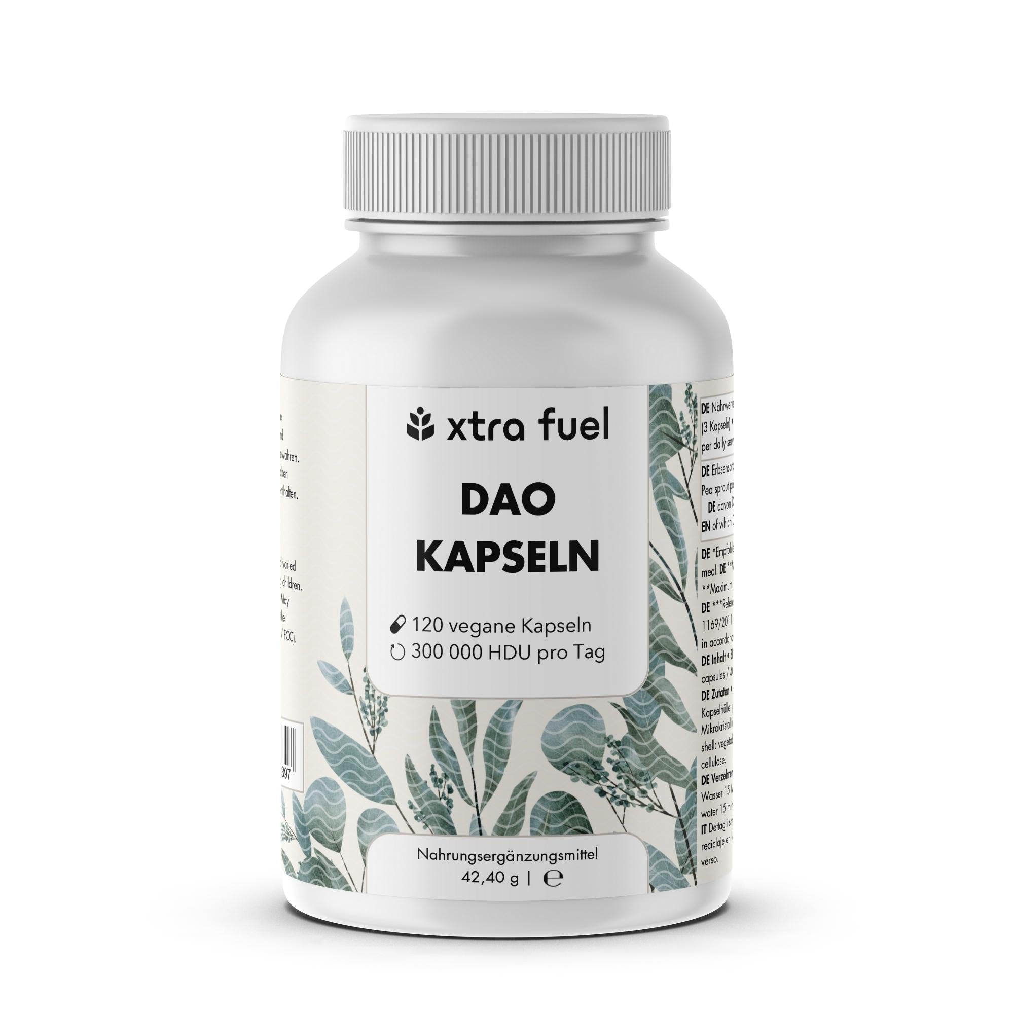 DAO Enzym Kapseln - Vegane Diaminoxidase aus Erbsensprossen - 300.000 HDU