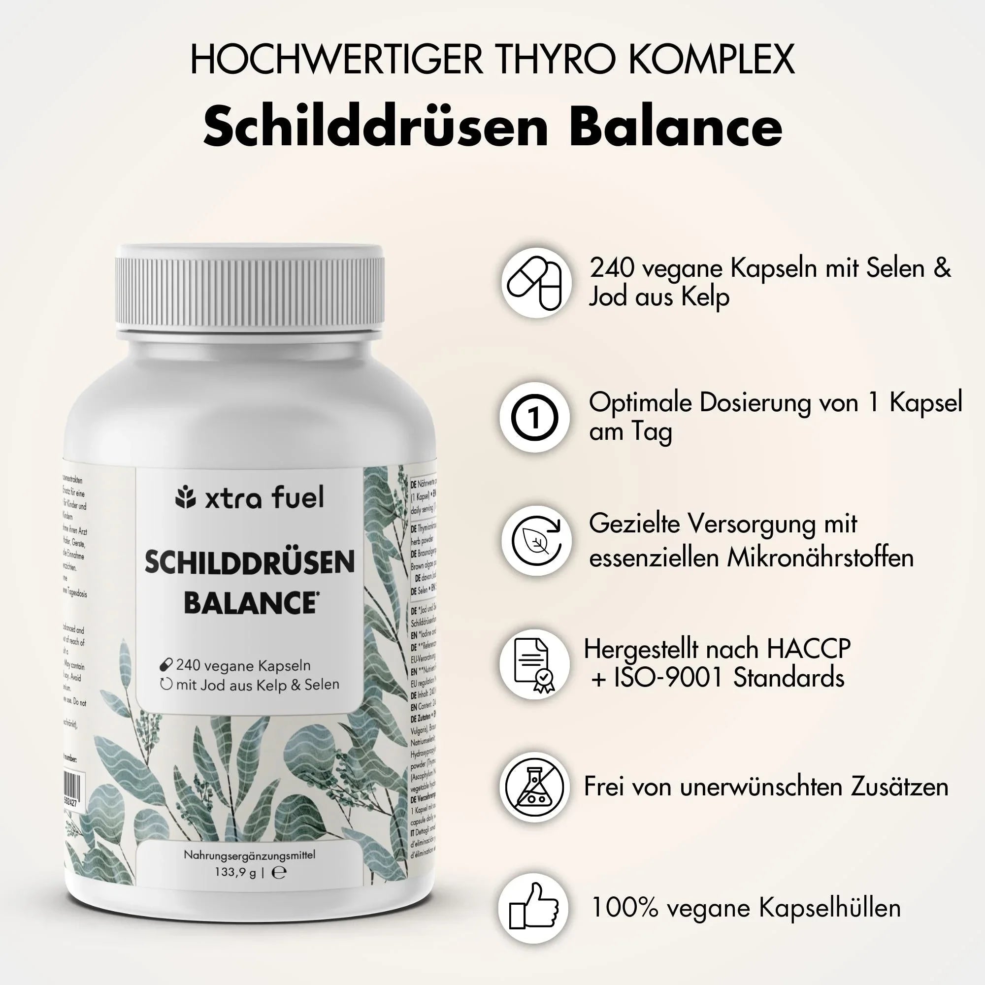 Schilddrüsen Balance - Thyro Komplex - Effektive Formel mit Kelp, Thymian & Selen - BLACK ELIXIR - Maison de Parfum