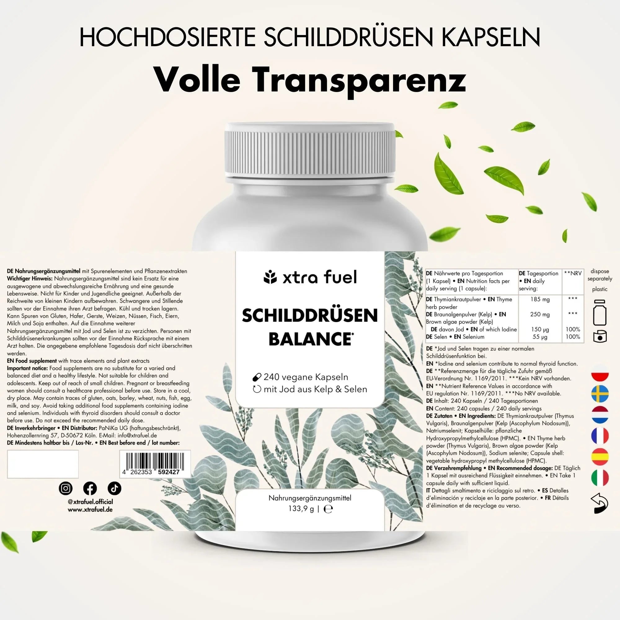 Schilddrüsen Balance - Thyro Komplex - Effektive Formel mit Kelp, Thymian & Selen - BLACK ELIXIR - Maison de Parfum