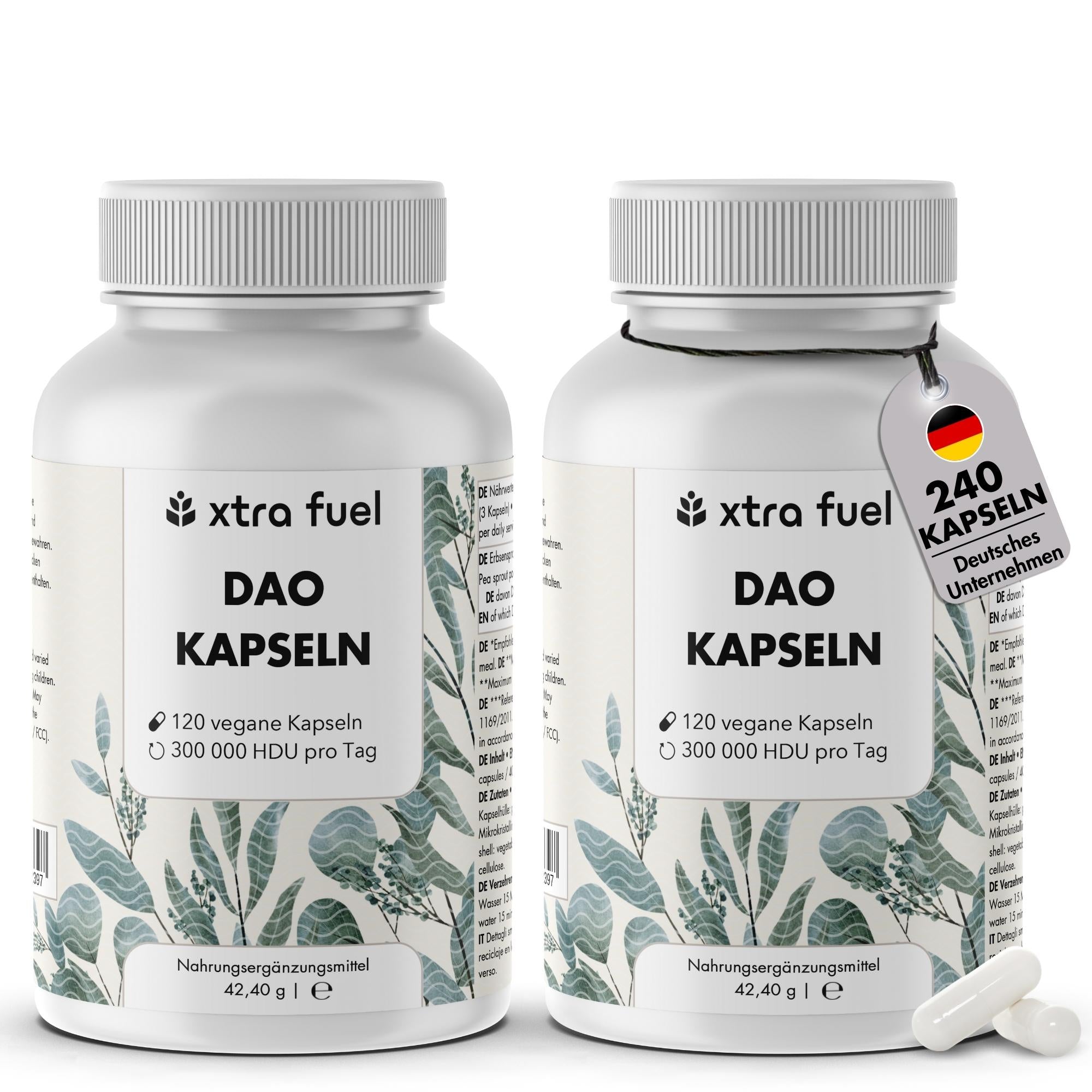 DAO Enzym Kapseln - Vegane Diaminoxidase aus Erbsensprossen - 300.000 HDU