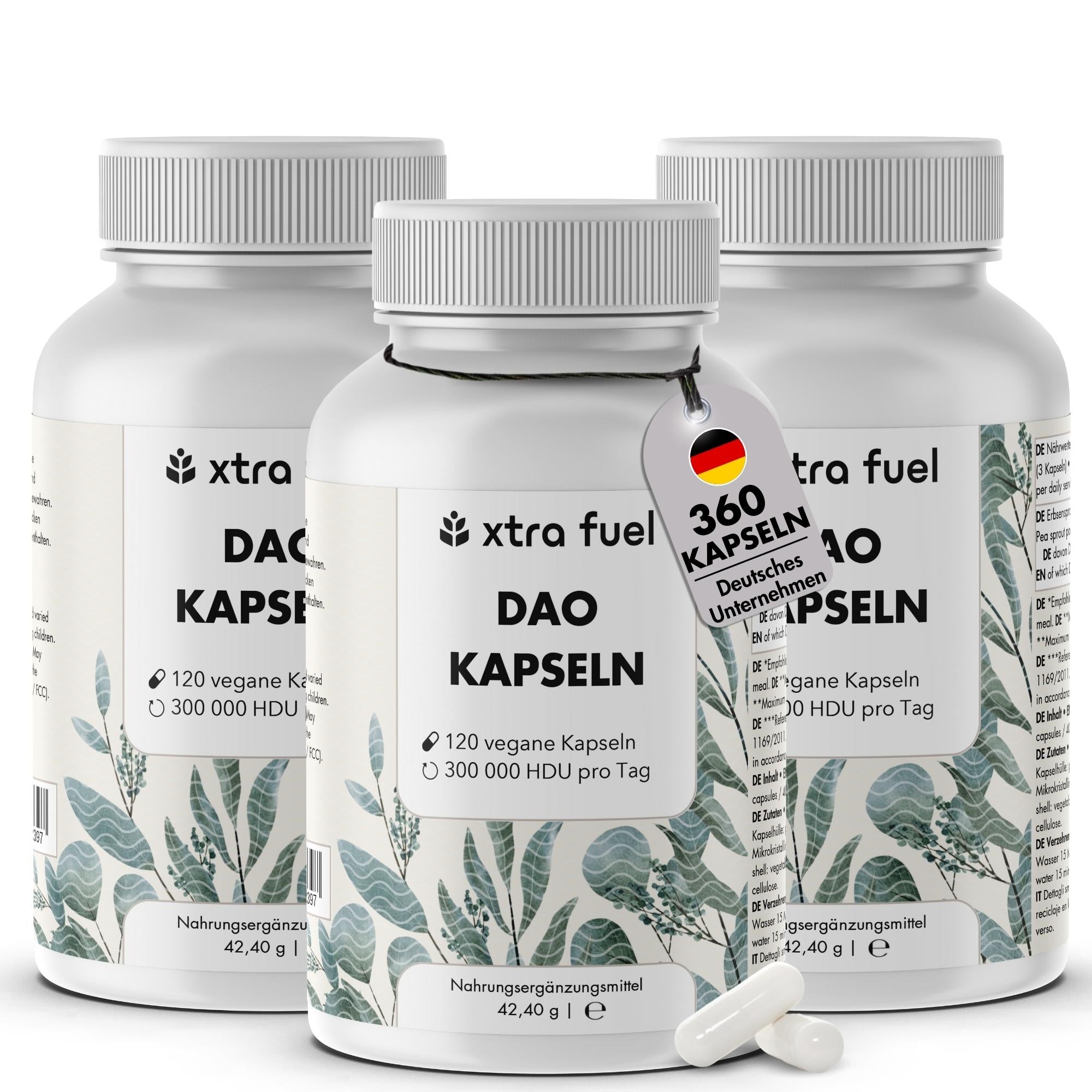 DAO Enzym Kapseln - Vegane Diaminoxidase aus Erbsensprossen - 300.000 HDU