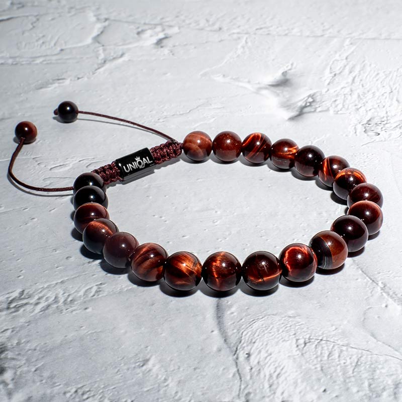 ARMBAND ROTES TIGERAUGE PERLEN 8MM