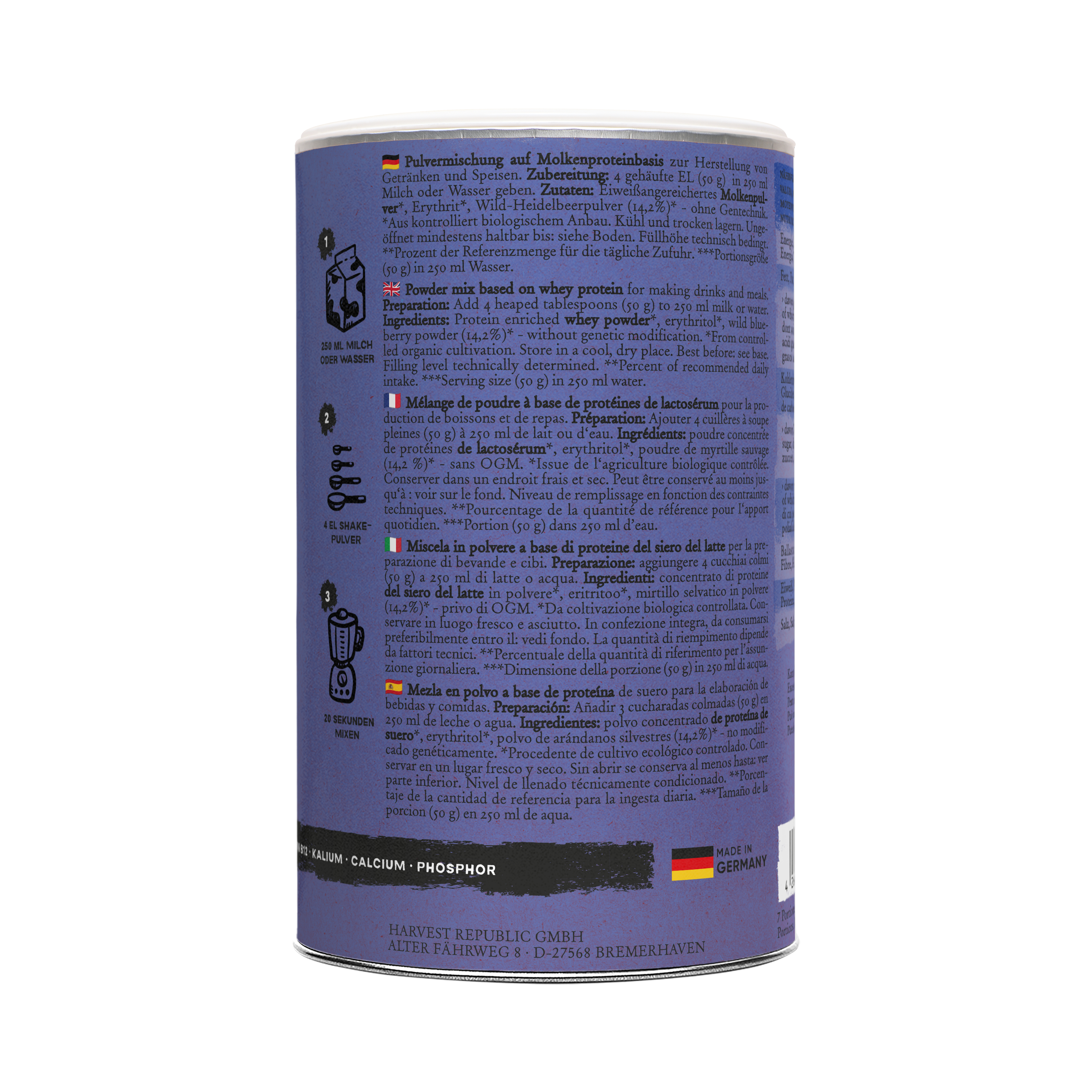 Whey Protein - NO ADDED SUGAR - Wild Blueberry