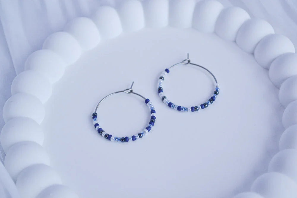 Creolen mit Perlen - Blautöne