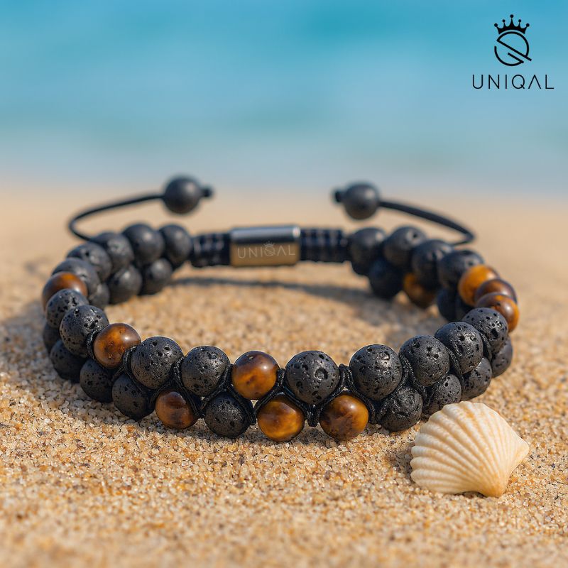 ARMBAND LAVASTEIN UND TIGERAUGE 6MM