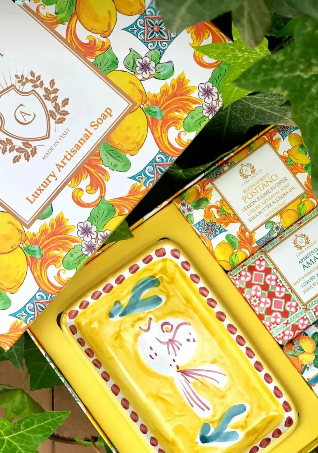 CASA AMALFI LEMON MAIOLICA 3 SOAP GIFT SET CASA AMALFI