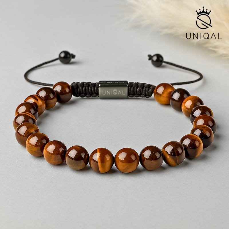PERLENARMBAND GELBES TIGERAUGE 8MM