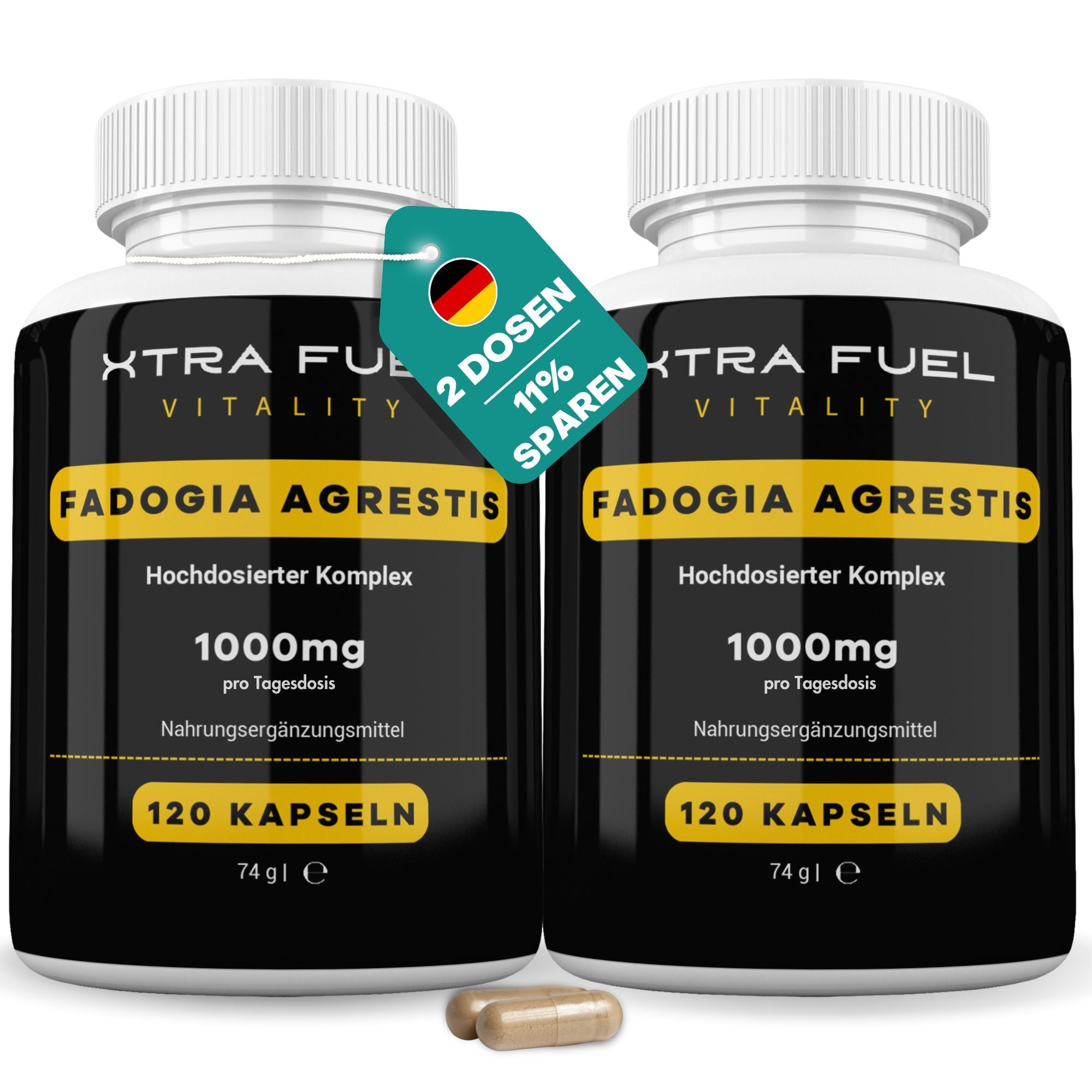 Fadogia Agrestis Kapseln - 1000mg Fadogia Extrakt - 100% natürlich & zertifiziert
