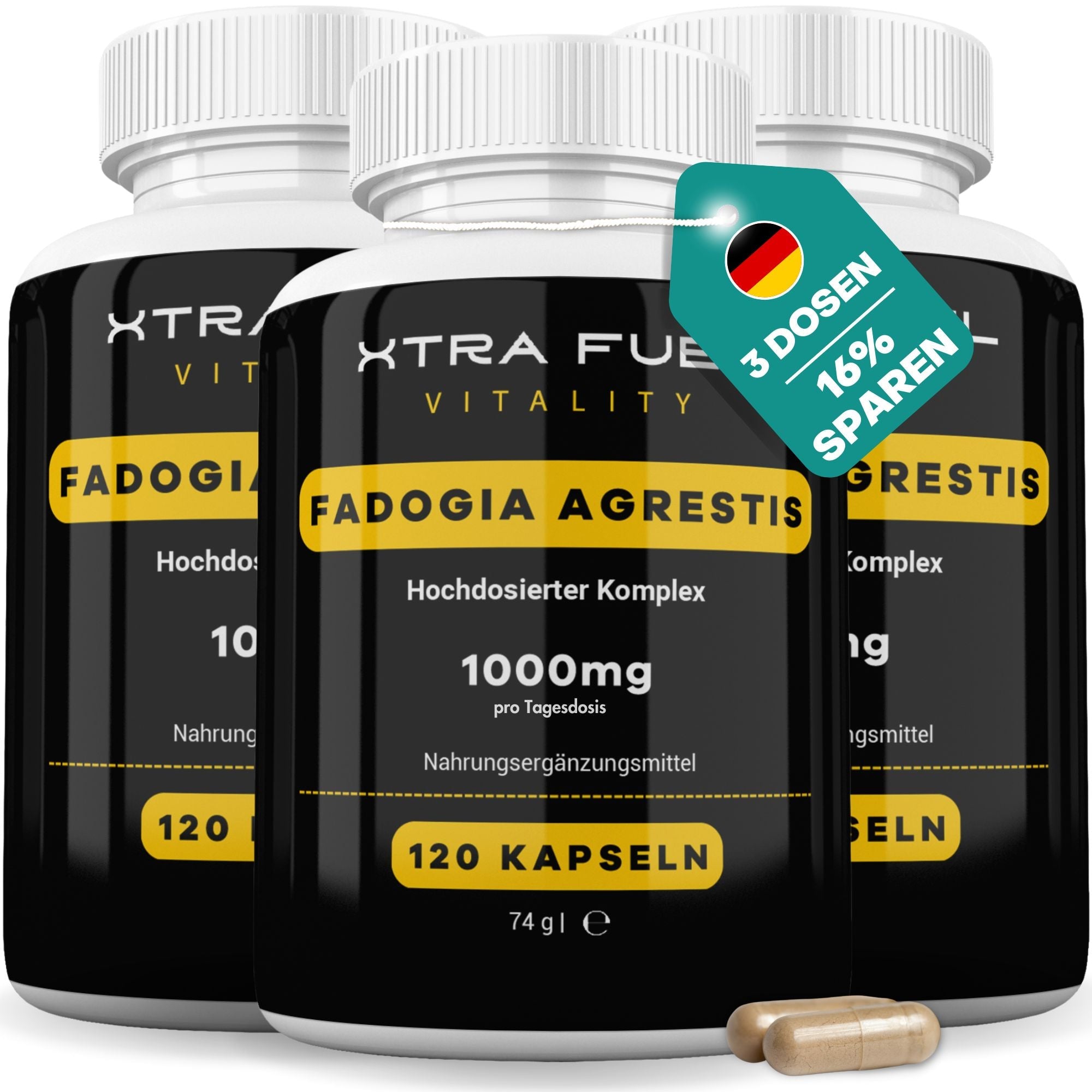 Fadogia Agrestis Kapseln - 1000mg Fadogia Extrakt - 100% natürlich & zertifiziert