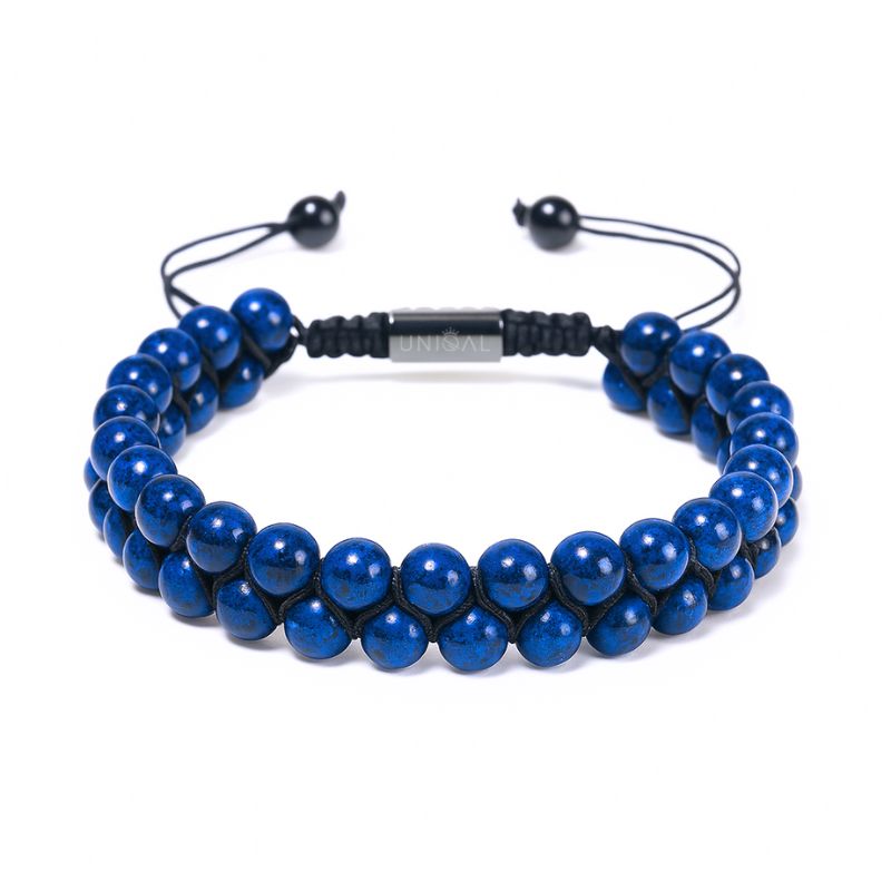 PERLENARMBAND LAPISAZULI ZWEIREIHIG 6MM