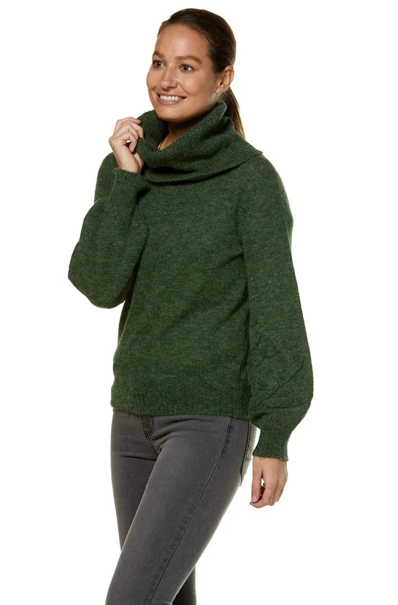 Alpaka Rollkragen Pullover SALOMON – Modischer Crop-Strick mit Applikationen