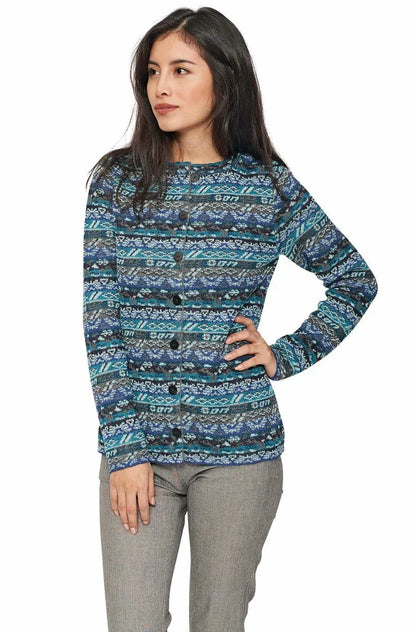 Apu Kuntur - Alpaka Strickjacke TAMIA – Jacquard-Cardigan aus 100% Baby Alpaka