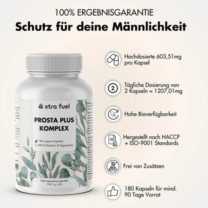 Prostata Kapseln - Prosta Plus Komplex - Effektive Formel mit Kürbiskern & Sägepalme - BLACK ELIXIR - Maison de Parfum