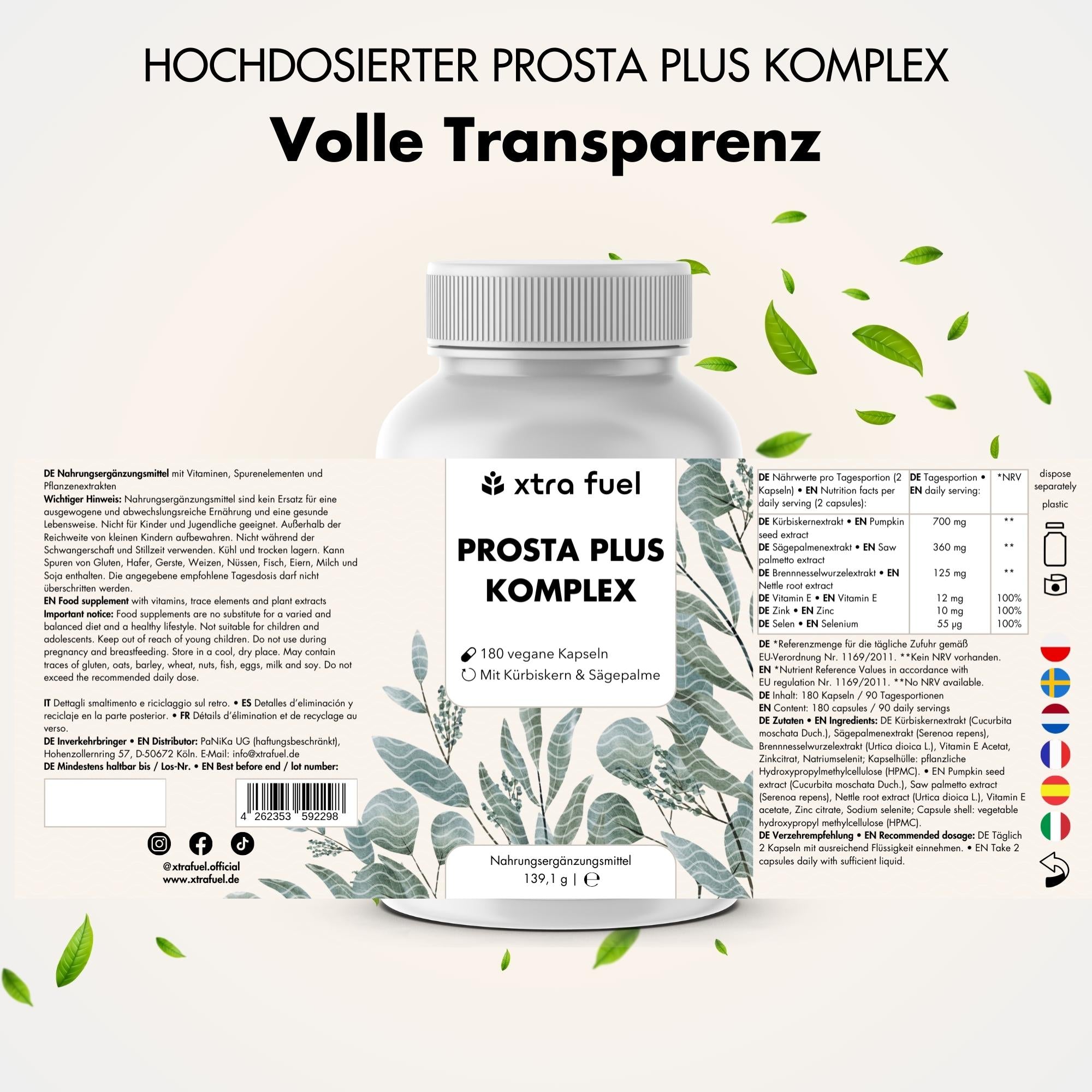 Prostata Kapseln - Prosta Plus Komplex - Effektive Formel mit Kürbiskern & Sägepalme
