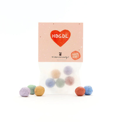 5 Blumenmurmeln im Tütchen "HDGDL" - Hab dich ganz doll lieb