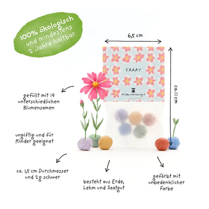 5 Blumenmurmeln im Tütchen "Yay"
