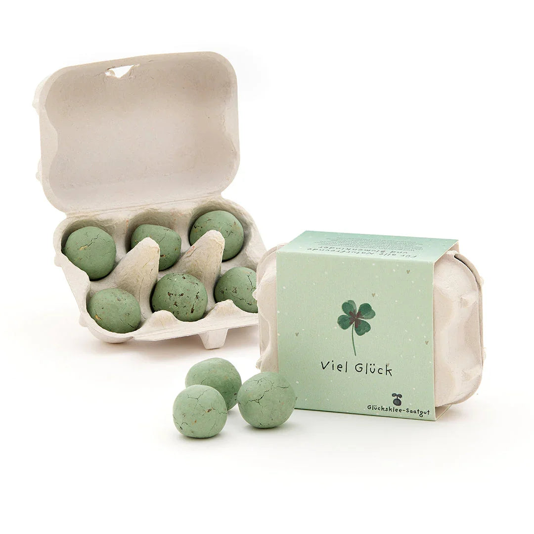 6 bunte Blumenmurmeln im Eierkarton 