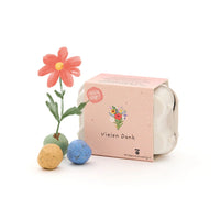 6 bunte Blumenmurmeln im Eierkarton "Vielen Dank"