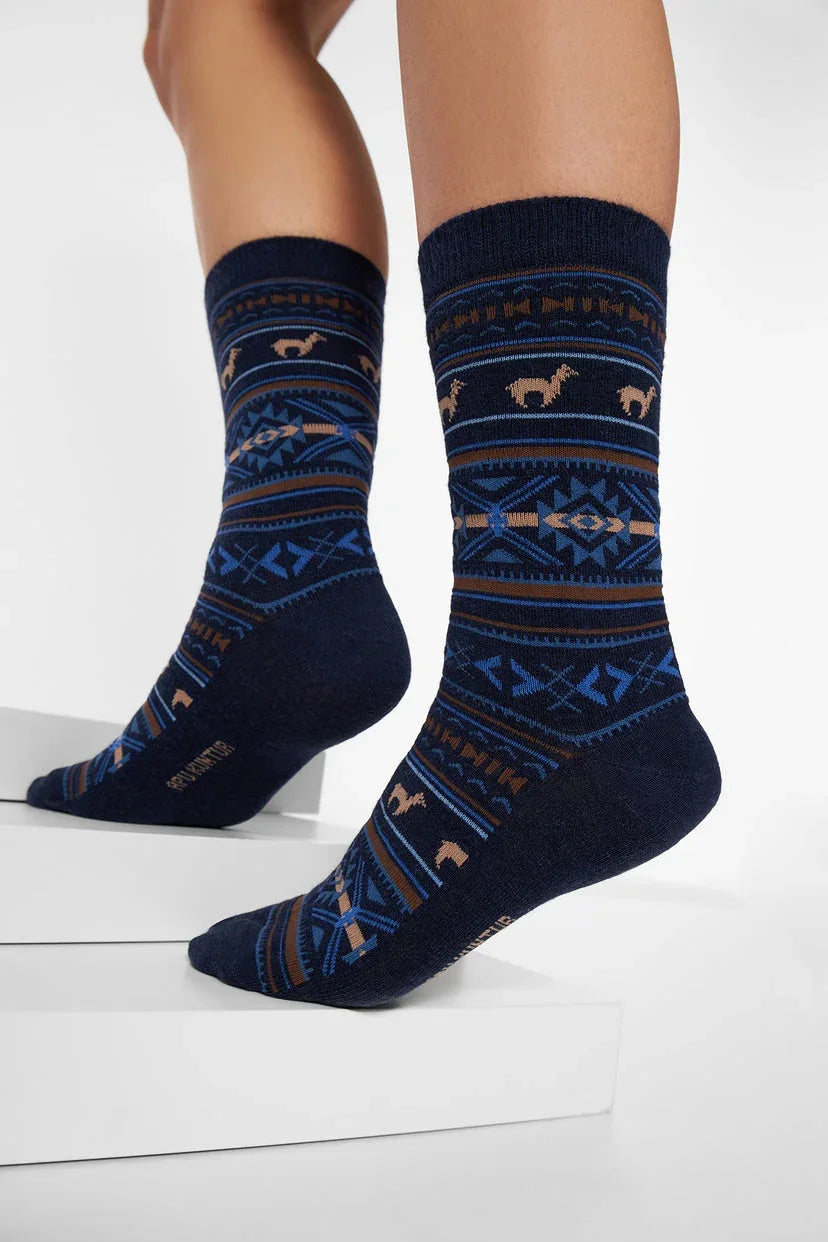 Apu Kuntur - Alpaka Jacquard Socken - Alpaka-Mix