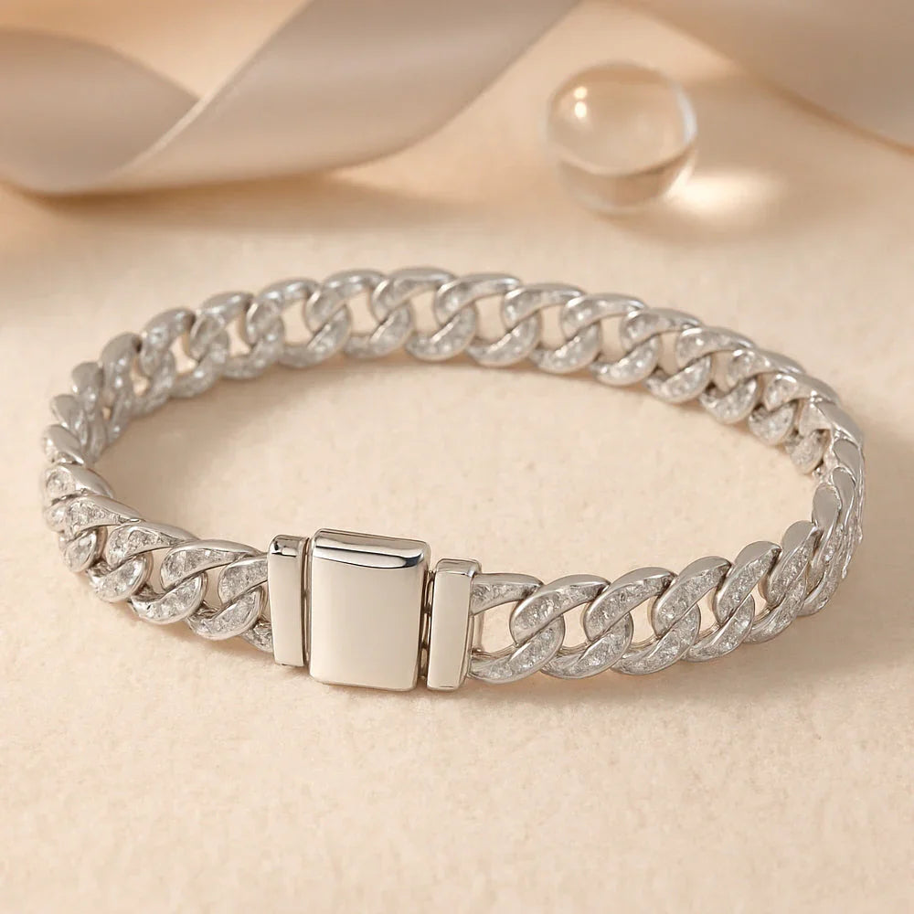 Armband aus Edelstahl, Gliederarmband mit Zirkonia