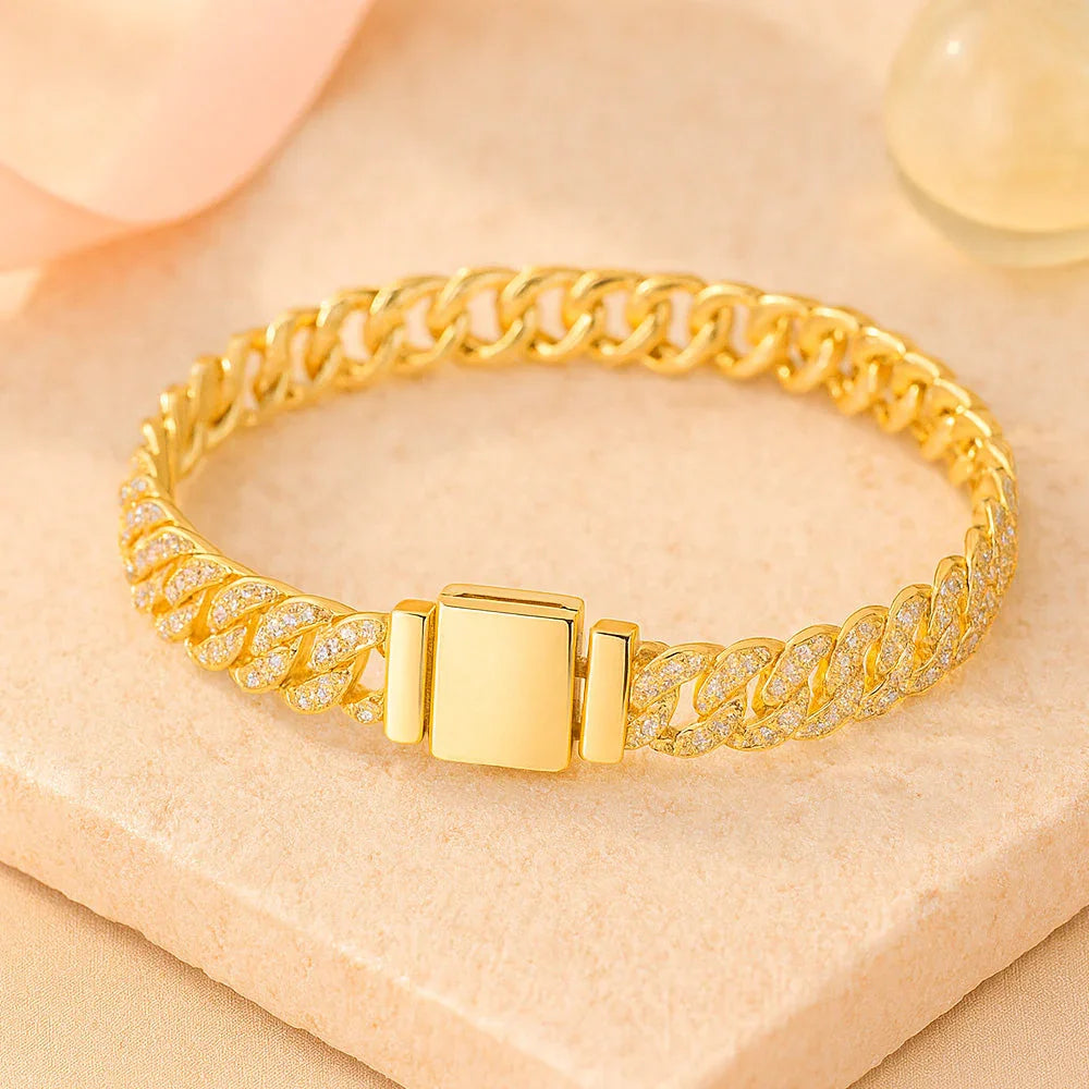 Armband aus Edelstahl, Gliederarmband mit Zirkonia