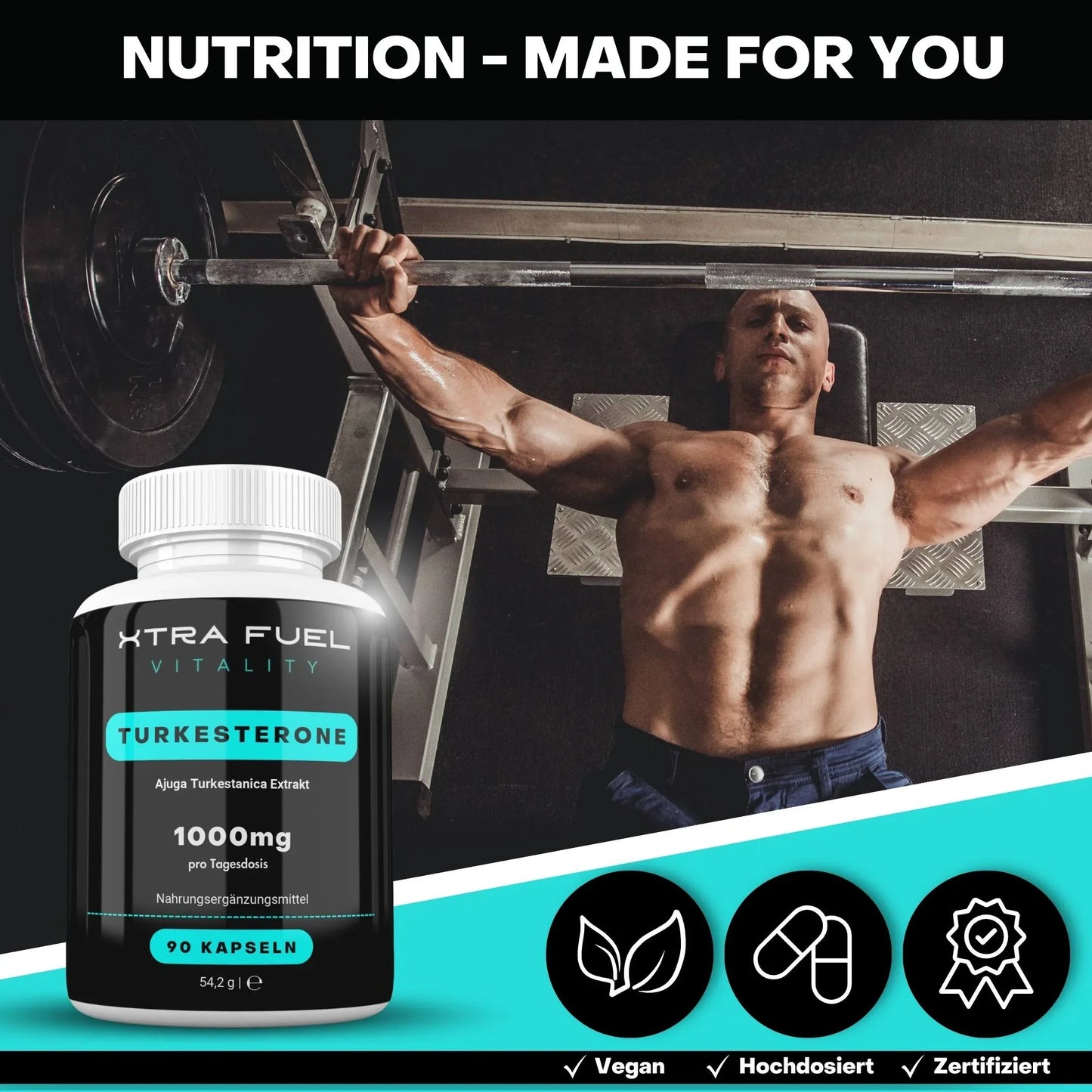 Turkesterone Kapseln - 1000mg Ajuga Turkestanica - Beliebt im Bodybuilding - BLACK ELIXIR - Maison de Parfum