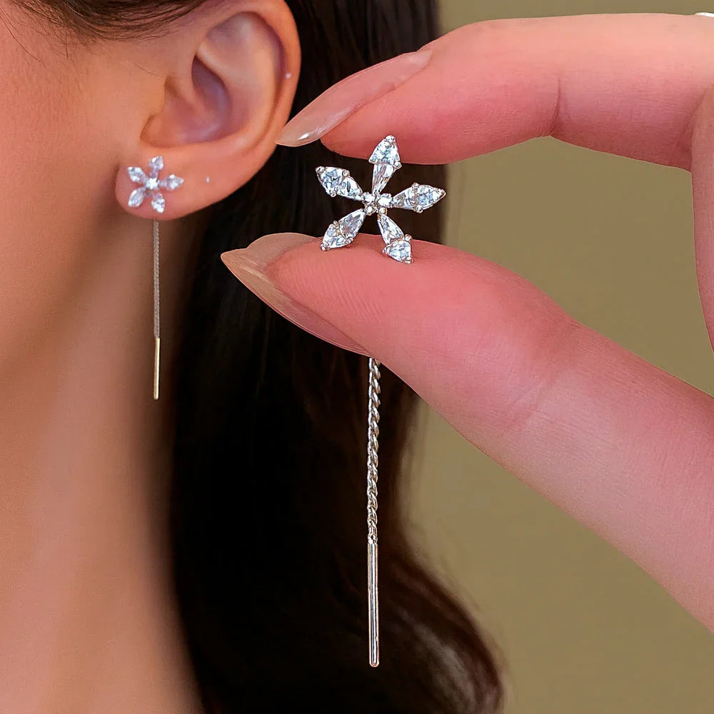 Ohrstecker aus 925er Sterling-Silber, Schneekristall