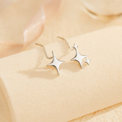 Ohrstecker aus 925er Sterling-Silber, Triple Star (Set aus 2 verschiedenen Steckern)