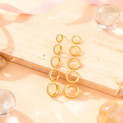 Ohrringe aus 925er Sterling-Silber, vergoldete Creolen mit Zirkonia, verschiedene Größen