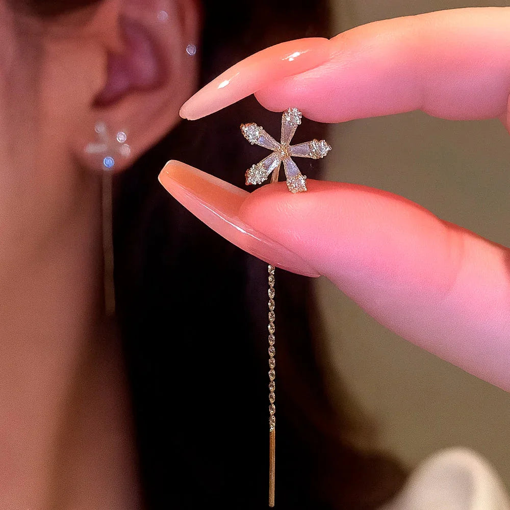 Ohrstecker aus 925er Sterling-Silber, Schneekristall