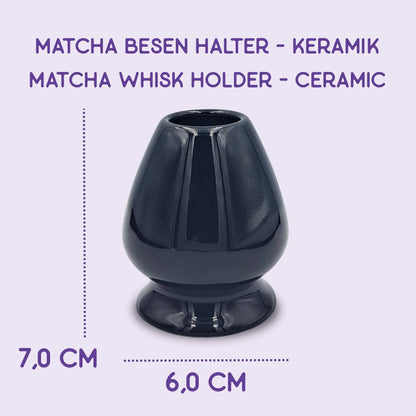 Matcha Besen Halter Kusenaoshi Schwarz aus Keramik
