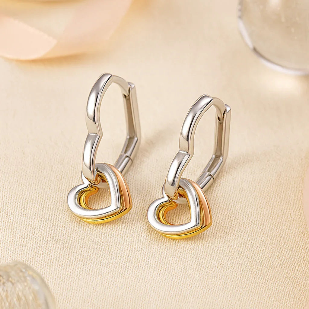 Ohrringe aus 925er Sterling-Silber, Herz-Creolen