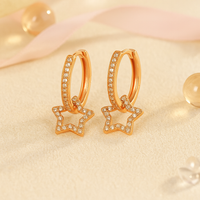 Ohrringe aus 925er Sterling-Silber, Stern-Creolen