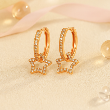 Ohrringe aus 925er Sterling-Silber, Stern-Creolen