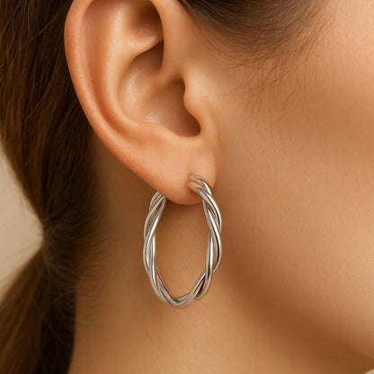 Ohrringe aus 925er Sterling-Silber, gedrehte Creolen, verschiedene Größen
