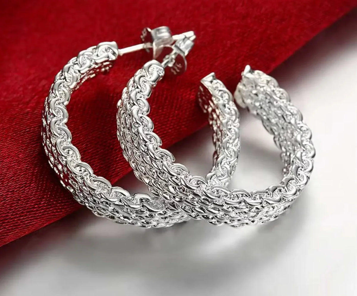 Ohrringe aus 925er Sterling-Silber, Creolen