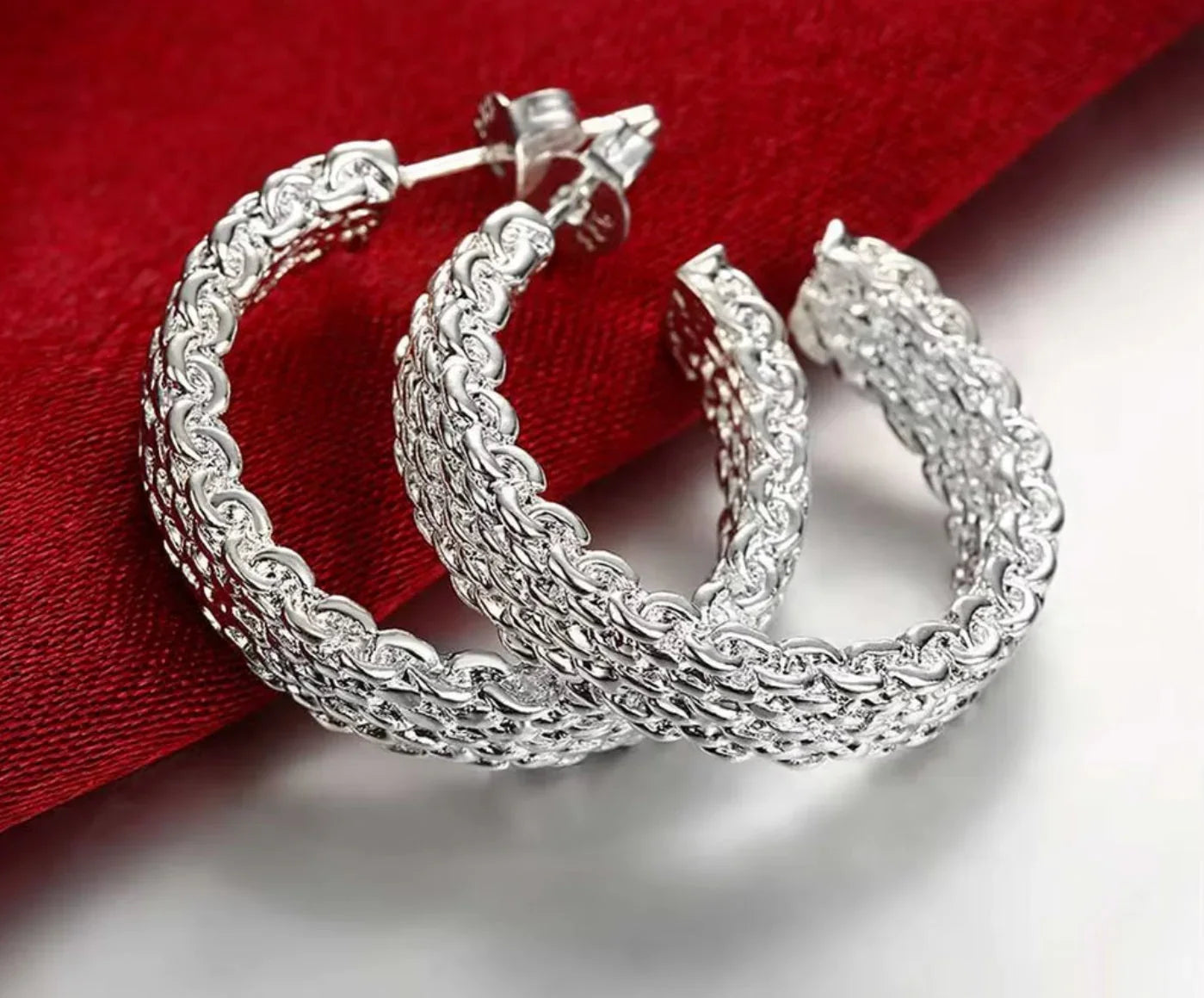 Ohrringe aus 925er Sterling-Silber, Creolen