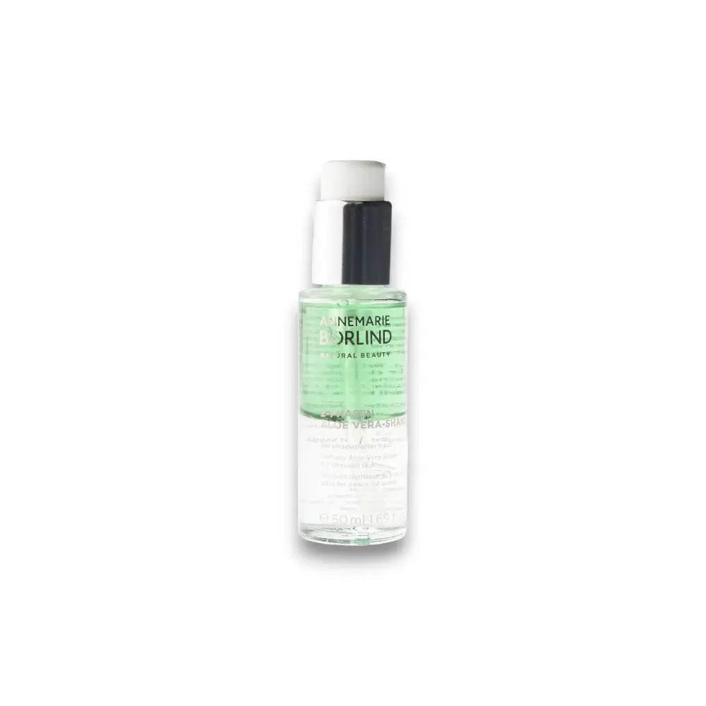 Aloe Vera Shake in Glasflasche, grüne und klare Zwei-Phasen-Kosmetik, Pipettenverschluss