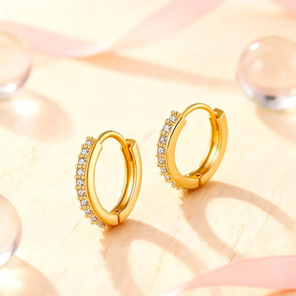 Ohrringe aus 925er Sterling-Silber, vergoldete Creolen mit Zirkonia, verschiedene Größen