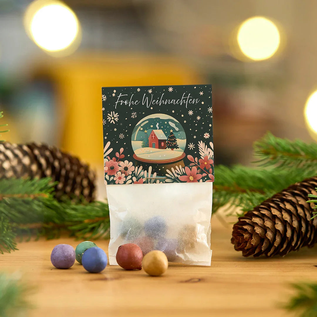 10x5 Blumenmurmeln im Tütchen "Schneekugel"