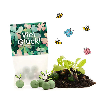10x5 Blumenmurmeln im Tütchen "Viel Glück"