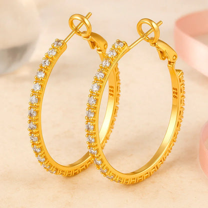 Ohrringe aus 925er Sterling-Silber, Creole mit Strasssteinen