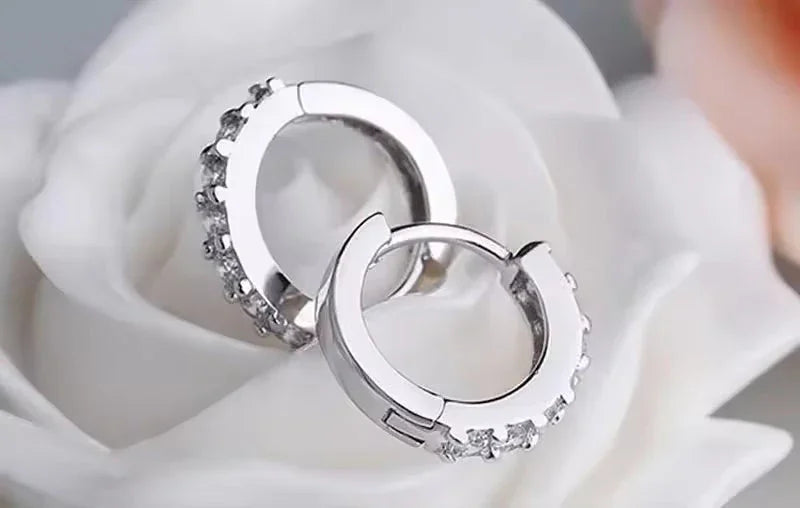 Ohrringe aus 925er Sterling-Silber, Zirkonia Creolen