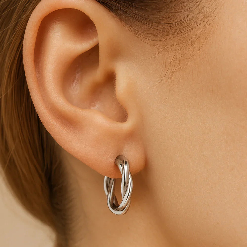 Ohrringe aus 925er Sterling-Silber, gedrehte Creolen, verschiedene Größen