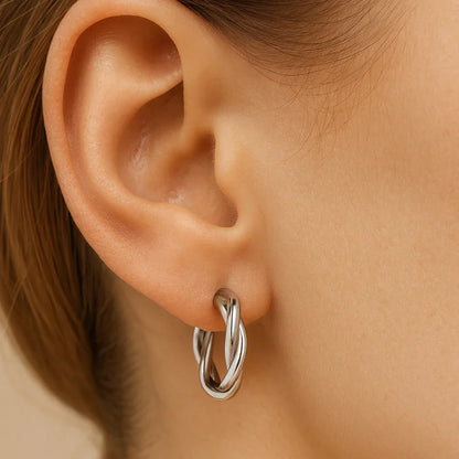 Ohrringe aus 925er Sterling-Silber, gedrehte Creolen, verschiedene Größen