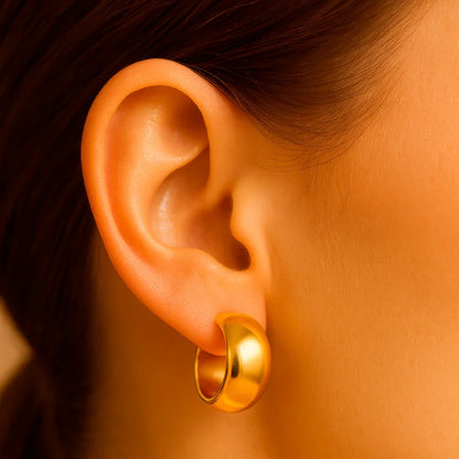 Ohrringe aus 925er Sterling-Silber, vergoldete dicke Creole